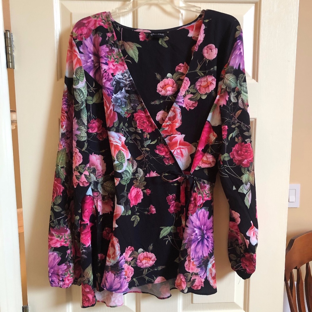 Floral wrap shirt